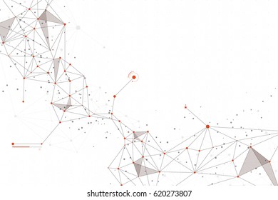 Abstract technology.Design of connected dots orange color on white background.vector illustration