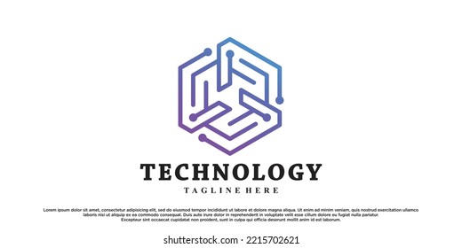 Abstract tecnology logo design with creative concept premium vector