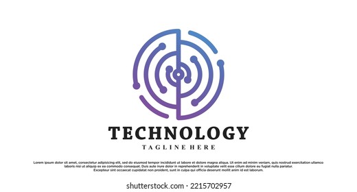 Abstract tecnology logo design with creative concept premium vector