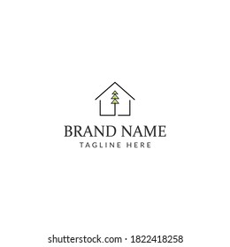 Abstract Tee House logo. Home and tree logo concept, real estate logo template