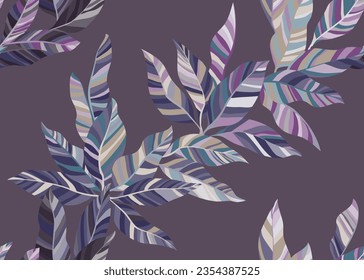 Abstract tee leafage repeat wallpaper vector. Artistic floral summer fashion tissue print. Hawaiian bush branch foliage seamless pattern. Tropical plant elements.