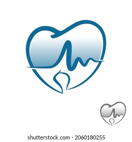 Abstract teeth outline style with pulse on white background. Vector illustration EPS.8 EPS.10