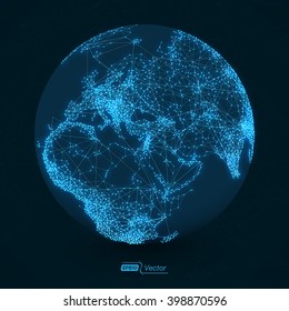 Abstract Telecommunication Earth Map - Europe, Mid-East, Asia, Africa