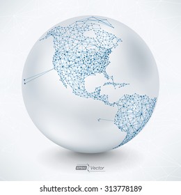 Abstract Telecommunication Earth Map - North America - EPS10 vector