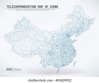 Abstract Telecommunication Network Map - China