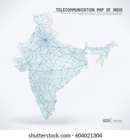 Mapa de la red de telecomunicaciones abstracta - India