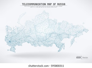 Abstract Telecommunication Network Map - Russia