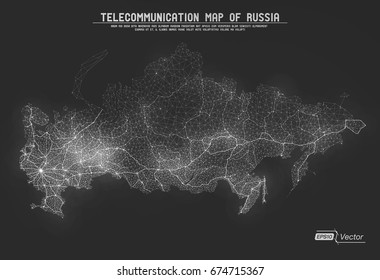 Abstract Telecommunication Network Map - Russia