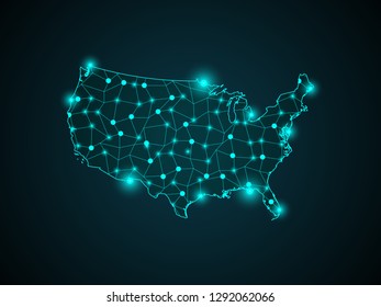 Abstract telecommunication network map - USA Detailed EPS10 vector design - organized layers - Vector