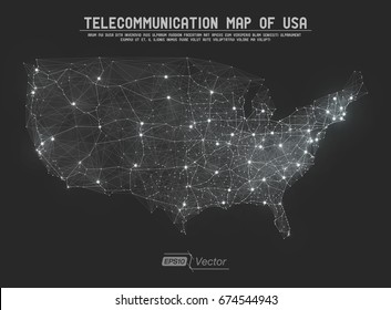 Abstract Telecommunication Network Map - USA