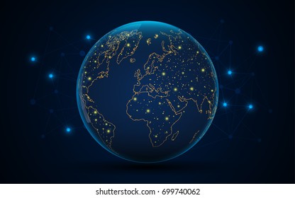 abstract telecommunication technology concept world map background