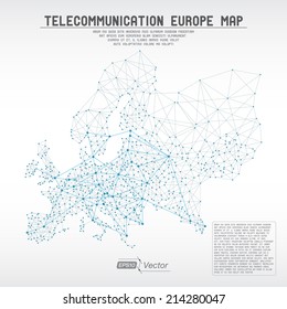 Abstract telecommunication world map with circles, lines and gradients