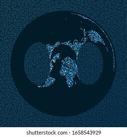 Abstract telecommunication world map. Hammer Retroazimuthal projection. World Network. Artistic connections map. Vector illustration.