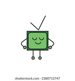 Abstraktes Fernsehzeichen-Symbol. Abstrakte Vektortechnologie Logo-Grafik einfache flache Illustration. gut für Industrie, Wirtschaft, Technologie und Hobbys.