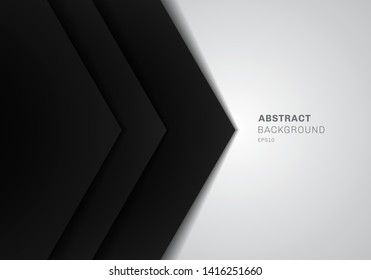 Abstract template 3D black triangle with overlap paper layer gradient color on white background with copy space. Vector illustration