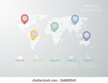 Abstract Template 5 steps. Can be used for workflow layout, banner, diagram, web design, infographic Vector Eps10