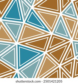 Abstractas fondo de Plantilla. Grandes triángulos de tamaño. Formas sólidas en marcos. Estilo de múltiples colores. Patrón repetible. Elegantes azulejos de Vector. Trío azul tierra. Ilustración vectorial perfecta.