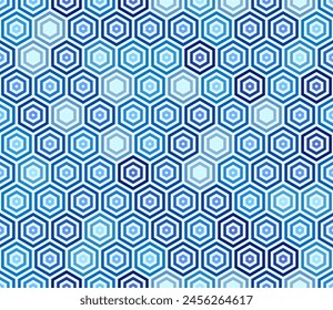 Fondo Abstractas de la Plantilla. Gradientes de color azul. Celda de mosaico en negrita hexagonal apilada. Formas hexagonales. Patrón sin costuras. Ilustración vectorial con mosaico.