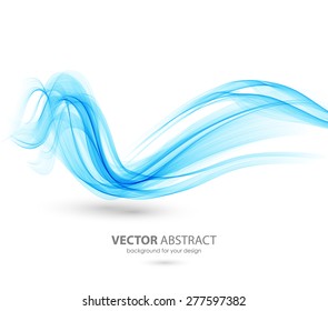 Abstract template background with blue curved wave.  Wavy lines.