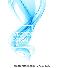 Abstract template background with blue curved wave. Wavy lines