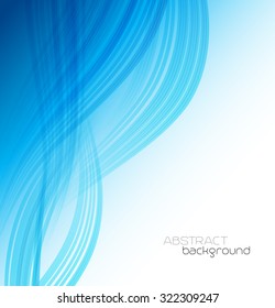 Abstract template background with blue curved wave.  Wavy lines.