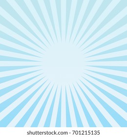 Abstract template or background with blue sky and radial rays.