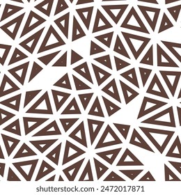 Abstract template background. Medium triangles size. Solid Color style. Geometric shapes outlined. Repeatable pattern. Brown Stone Texture. Elegant vector tiles. Seamless vector illustration.