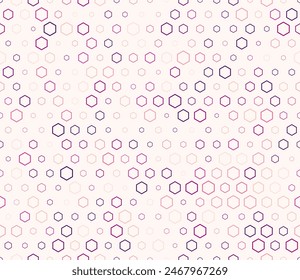 Abstract template background. Multicolored geometric elements of varied size. Hexagon stacked mosaic background. Honeycomb geometric shapes. Tileable pattern. Seamless vector illustration.