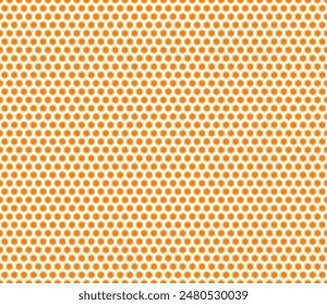 Abstract template background. Orange color on matching background. Rounded hexagons mosaic cells with padding and inner solid cells. Regular hexagon shapes. Seamless pattern.