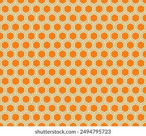 Fondo Abstractas de la Plantilla. Color naranja en el fondo coincidente. Patrón de mosaico de hexágonos redondeados en negrita con celdas sólidas internas. Células hexagonales. Patrón sin costuras. Ilustración vectorial con mosaico.