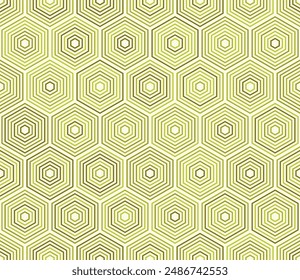 Abstract template background. Stacked hexagons mosaic pattern. Olive color tones. Large hexagon shapes. Tileable pattern. Seamless vector illustration.