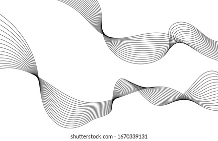 Abstract template background with wave design. Digital frequency track equalizer. Stylized line art background. Black wave with lines created using blend tool. Vector Illustration