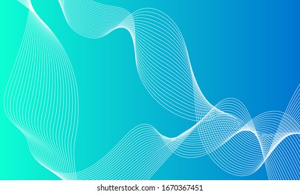 Abstract template background with wave design. Digital frequency track equalizer. Stylized line art background. Colorful shiny wave with lines created using blend tool. Vector Illustration