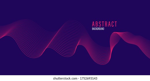 Abstract template background with wave design. Digital frequency track equalizer. Stylized line art background. Wave with dots created using blend tool. Vector Illustration