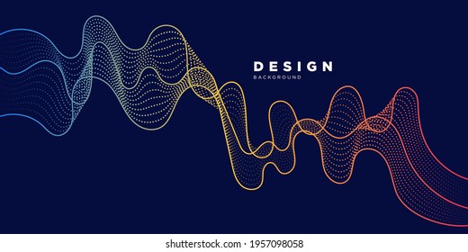 Abstract template background with wave design. Digital frequency track equalizer. Stylized line art background. Wave with dots created using blend tool. Vector Illustration