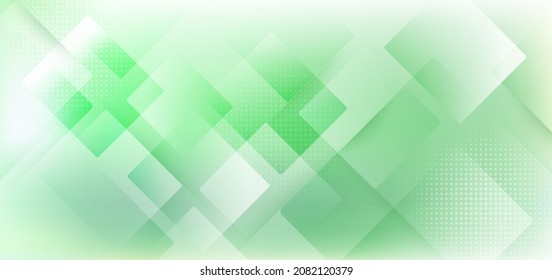 Abstract template background white and bright green squares overlapping with halftone and texture. You can use for ad, poster, template, business presentation. Vector illustration