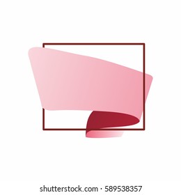Abstract template banner with ribbon. In the style of origami
