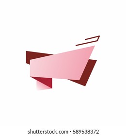 Abstract template banner with ribbon. In the style of origami