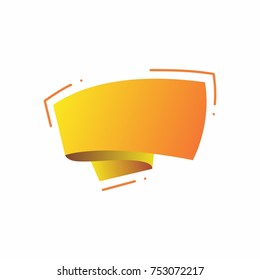 Abstract template banner with ribbon. In the style of origami