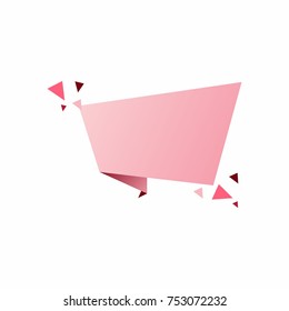 Abstract template banner with ribbon. In the style of origami