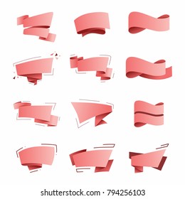 Abstract template banner with ribbon. In the style of origami