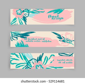 Abstract Template Banner  Set .Hand drawn brush hipster invitation