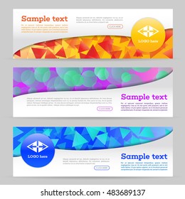 Abstract template banner with triangle and round pattern. Web banner with geometric shape background