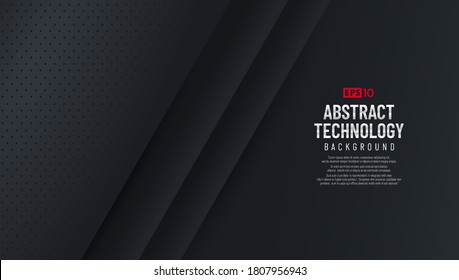 Abstract template black background with triangles pattern and black dot design. Sports technology modern design concept. Vector illustration