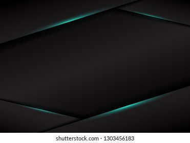 Abstract template black frame layout metallic blue light on dark background. modern luxury futuristic technology concept. Vector illustration