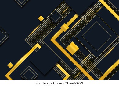 Abstract template black geometric diagonal background with golden line. Luxury style. Vector illustration