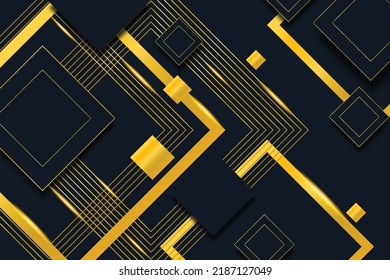 Resumen de la plantilla de fondo diagonal geométrica negra con línea dorada. Estilo de lujo. Ilustración del vector