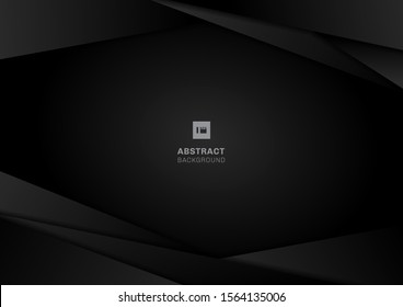 Abstract template black geometric frame layout modern technology design on dark background. You can use for cover brochure, flyer, poster, banner web, etc. Vector illustration
