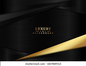 Abstract template black and golden triangle overlapping on black background luxury style. Vector illustration