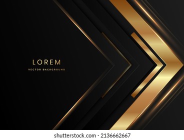 Abstract template black and grey geometric oblique with golden line layer on black background. Luxury style. Frame background. Vector illustration 